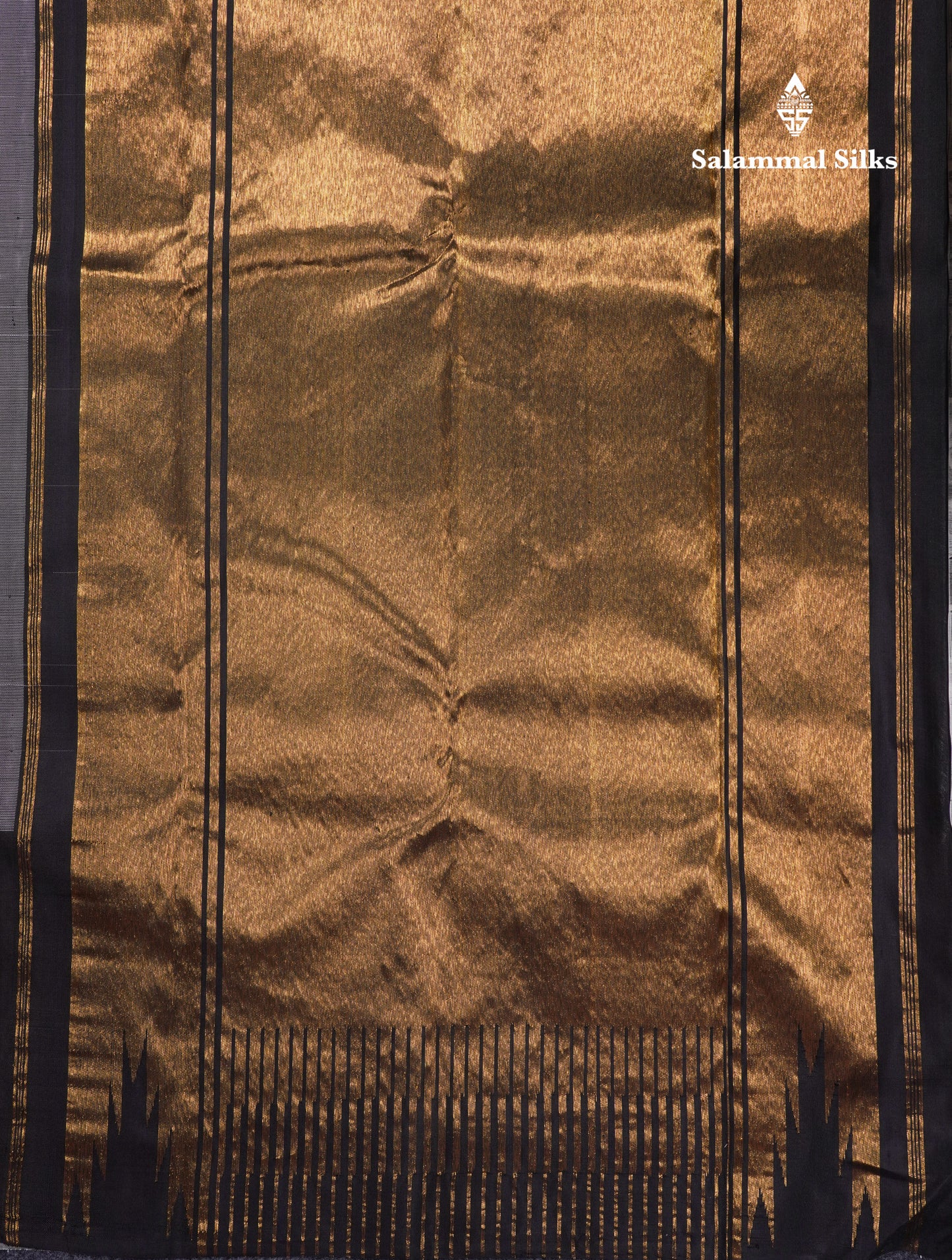Korvai 8Kol White Multicolour Malli Moggu Pure Kanjivaram Silk Saree With Contrast Black Traditional Temple Border