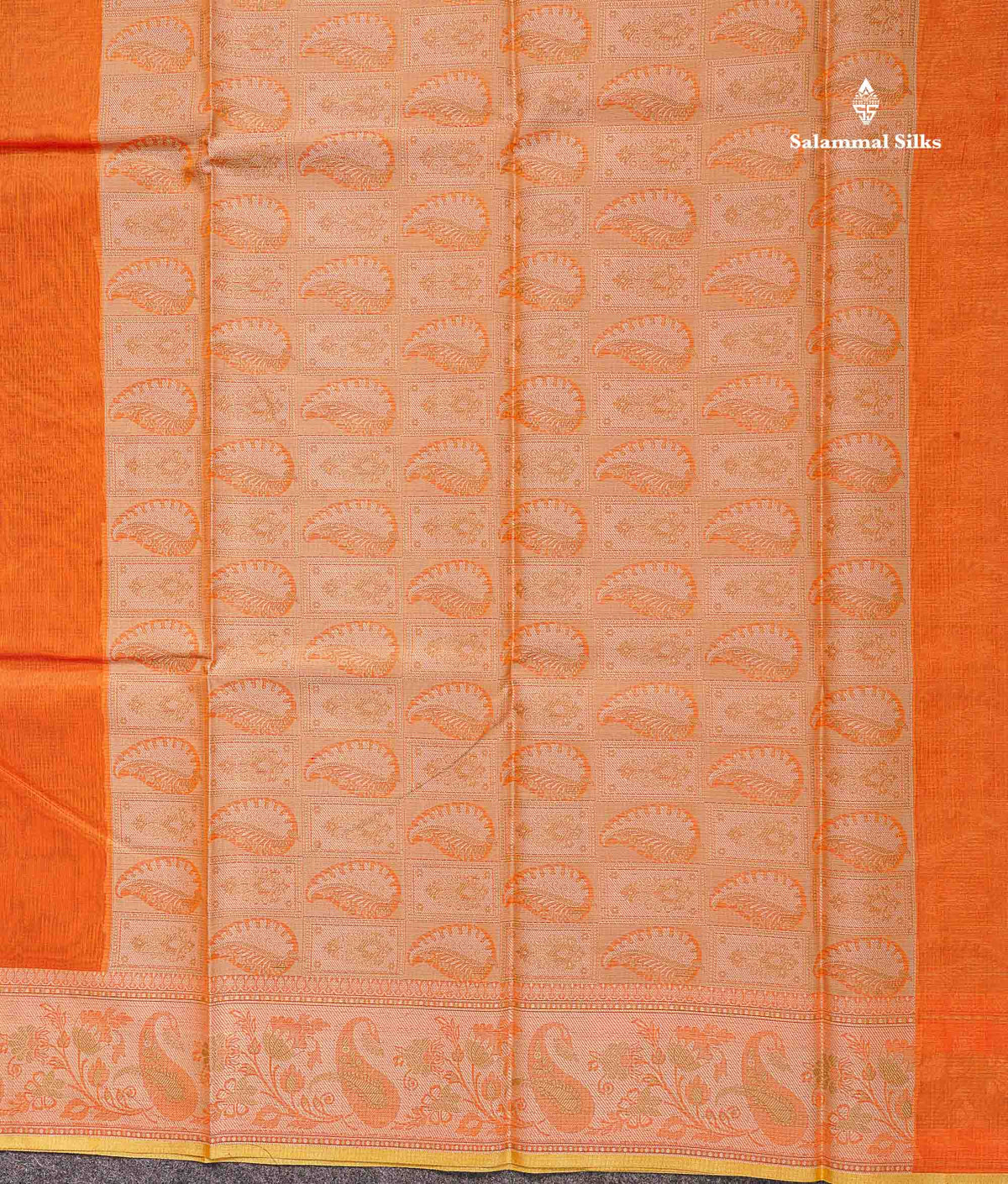 Cotton Mix Saree - Orange Colour Body With Fancy Thread Work Border