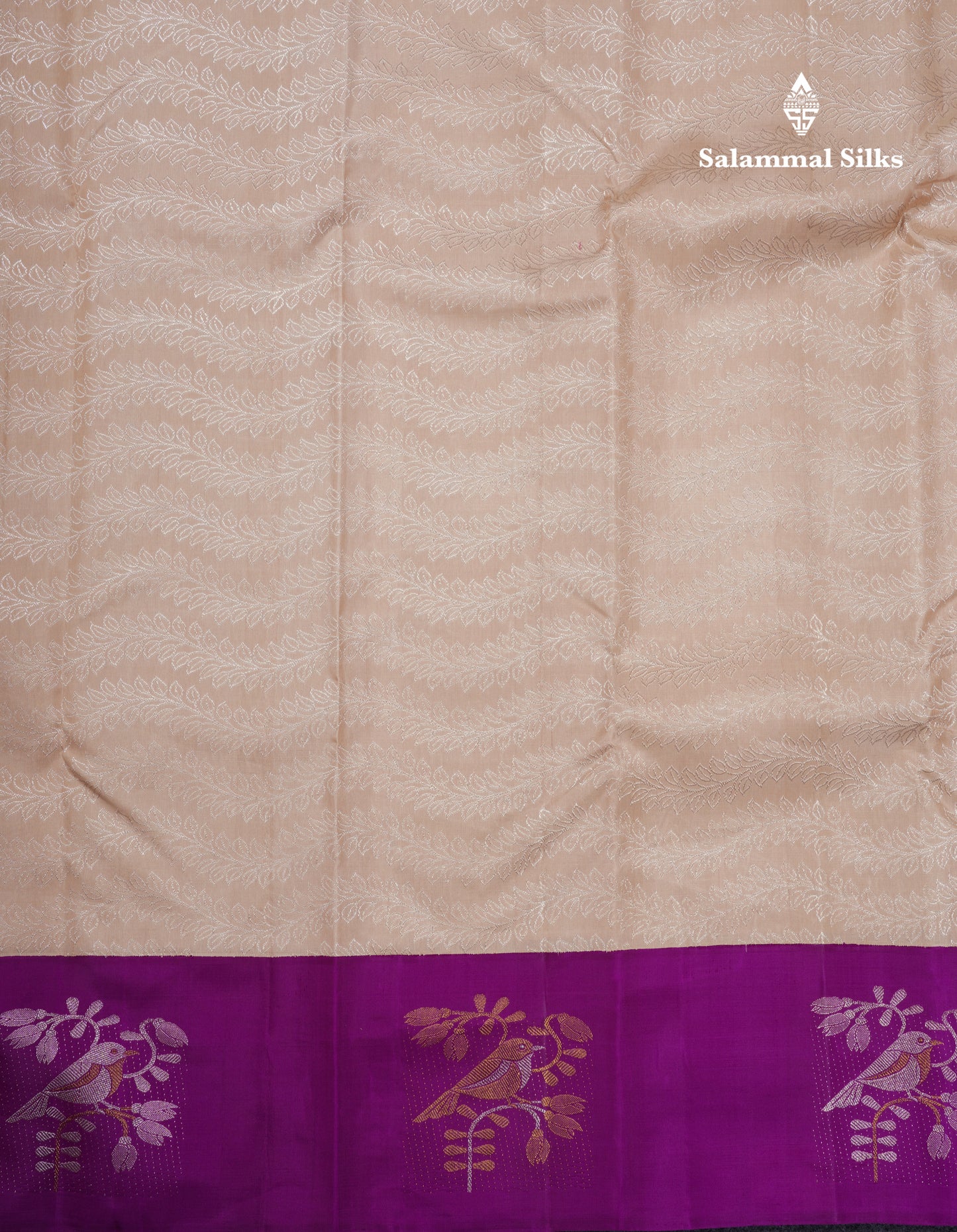 Beige Fancy Pure Kanjivaram Silk Saree With Contrast Vadamalli Border