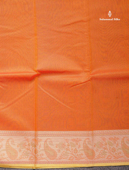 Cotton Mix Saree - Orange Colour Body With Fancy Thread Work Border