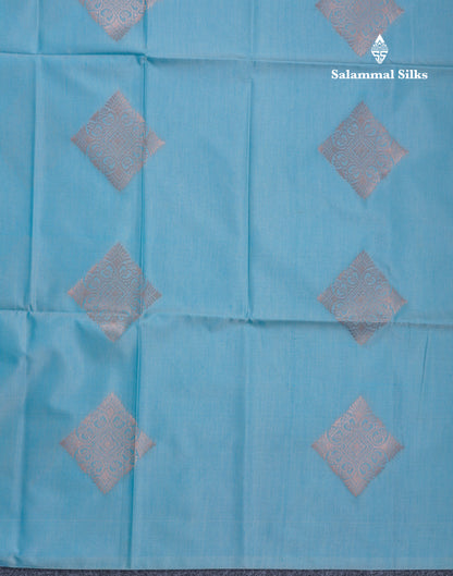 Sky Blue Semi Soft Silk Saree With Self Blouse