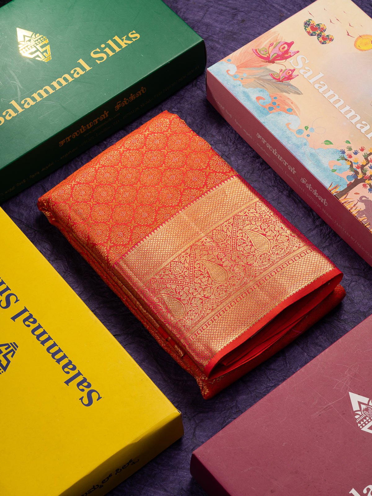 Beautiful Dual Tone Pinkish Orange Bridal Pure Kanjivaram Silk Saree With Contrast Traditional Border