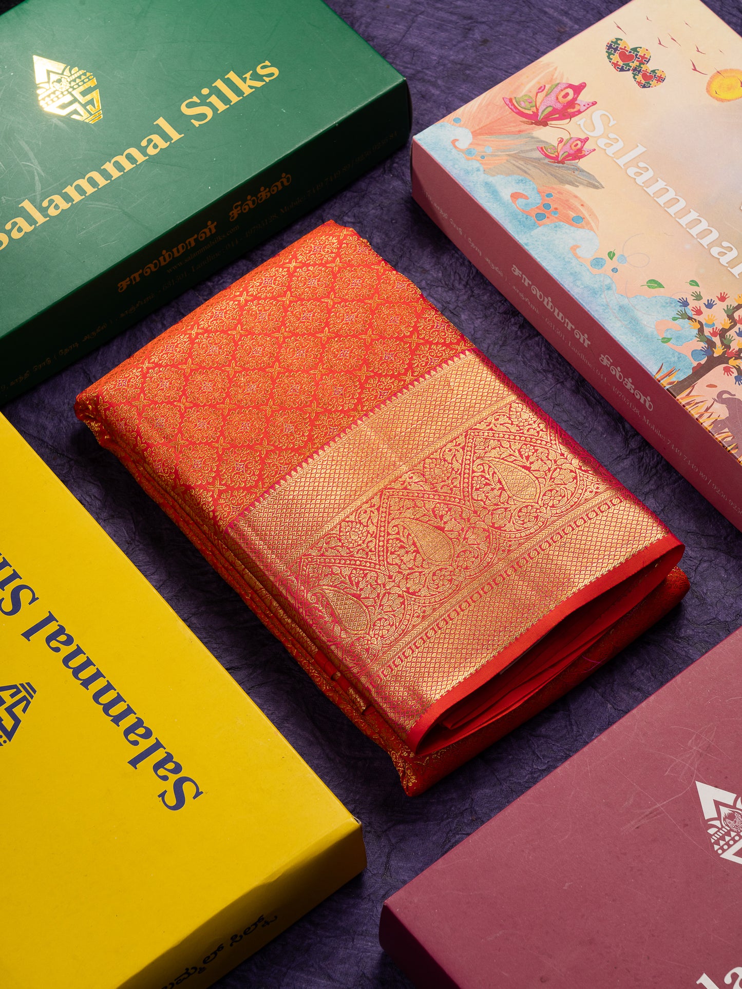 Beautiful Dual Tone Pinkish Orange Bridal Pure Kanjivaram Silk Saree With Contrast Traditional Border