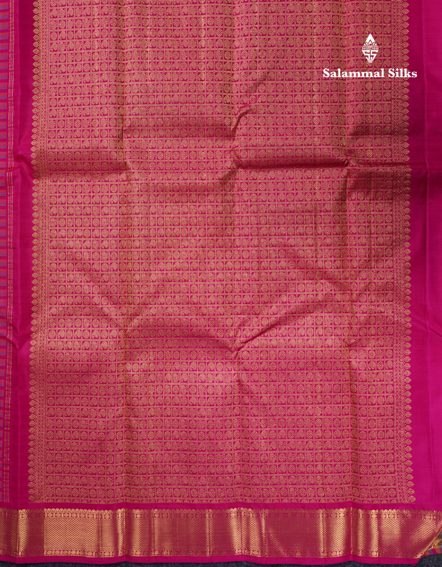 MultiColour Tiny Checks Pure Kanjivaram Silk Saree With Traditional Border
