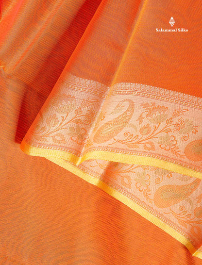 Cotton Mix Saree - Orange Colour Body With Fancy Thread Work Border