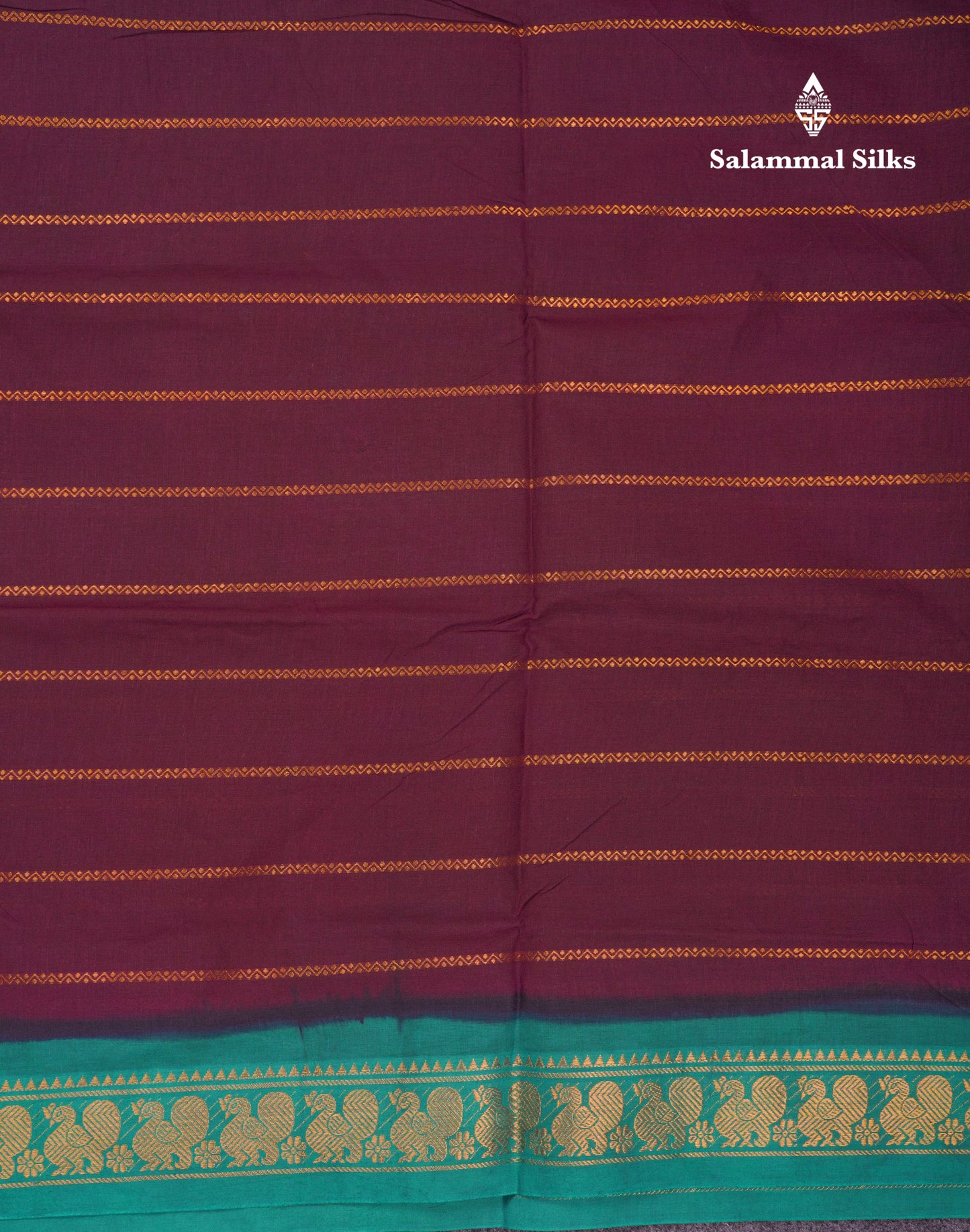 Beautiful Dark Maroon Sungudi Cotton Saree With Contrast Sapphire Green Traditional Border