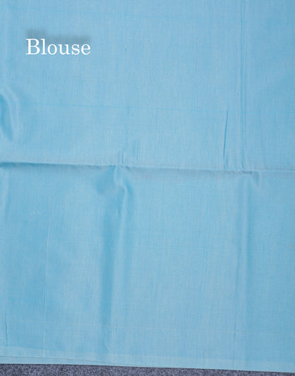 Sky Blue Semi Soft Silk Saree With Self Blouse