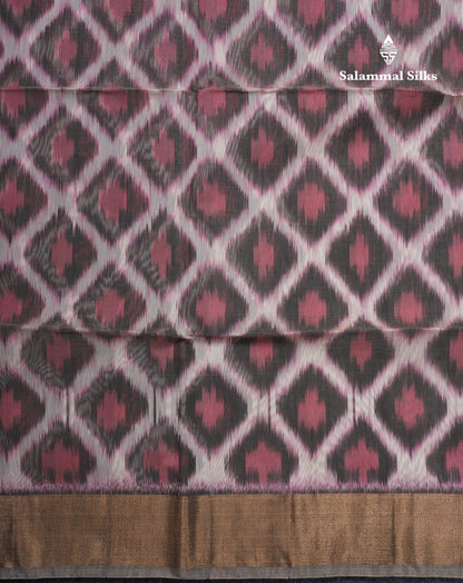 Premium White Pochampalli SICO Cotton Saree With Gold Zari Border
