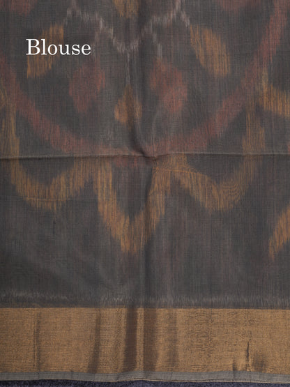 Premium Chocolate Colour Pochampalli SICO Cotton Saree With Gold Zari Border