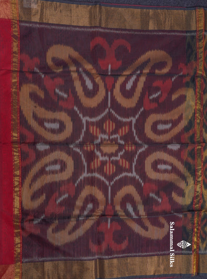 Premium Sandal Colour Pochampalli SICO Cotton Saree With Gold Zari Border