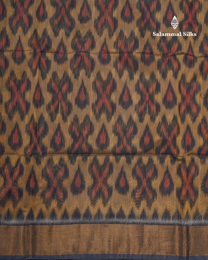 Premium Sandal Colour Pochampalli SICO Cotton Saree With Gold Zari Border