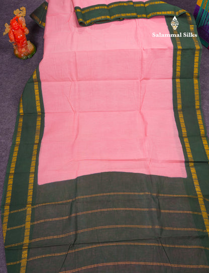 Beautiful Bottle Green Sungudi Cotton Saree With Contrast Magenta Pink Traditional Rettapet Border
