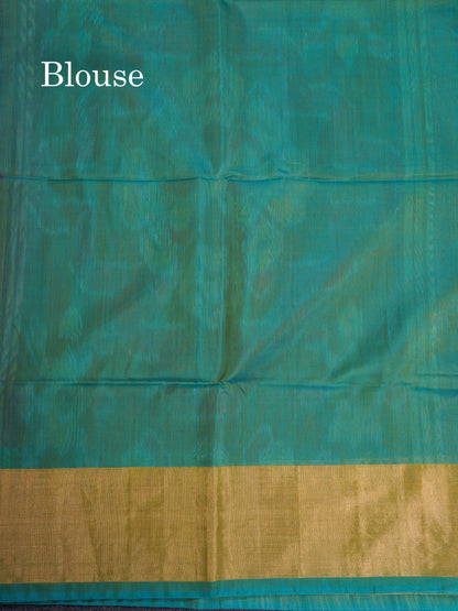 Premium Violet Pochampalli SICO Cotton Saree With Contrast Tissue Sea Green Border