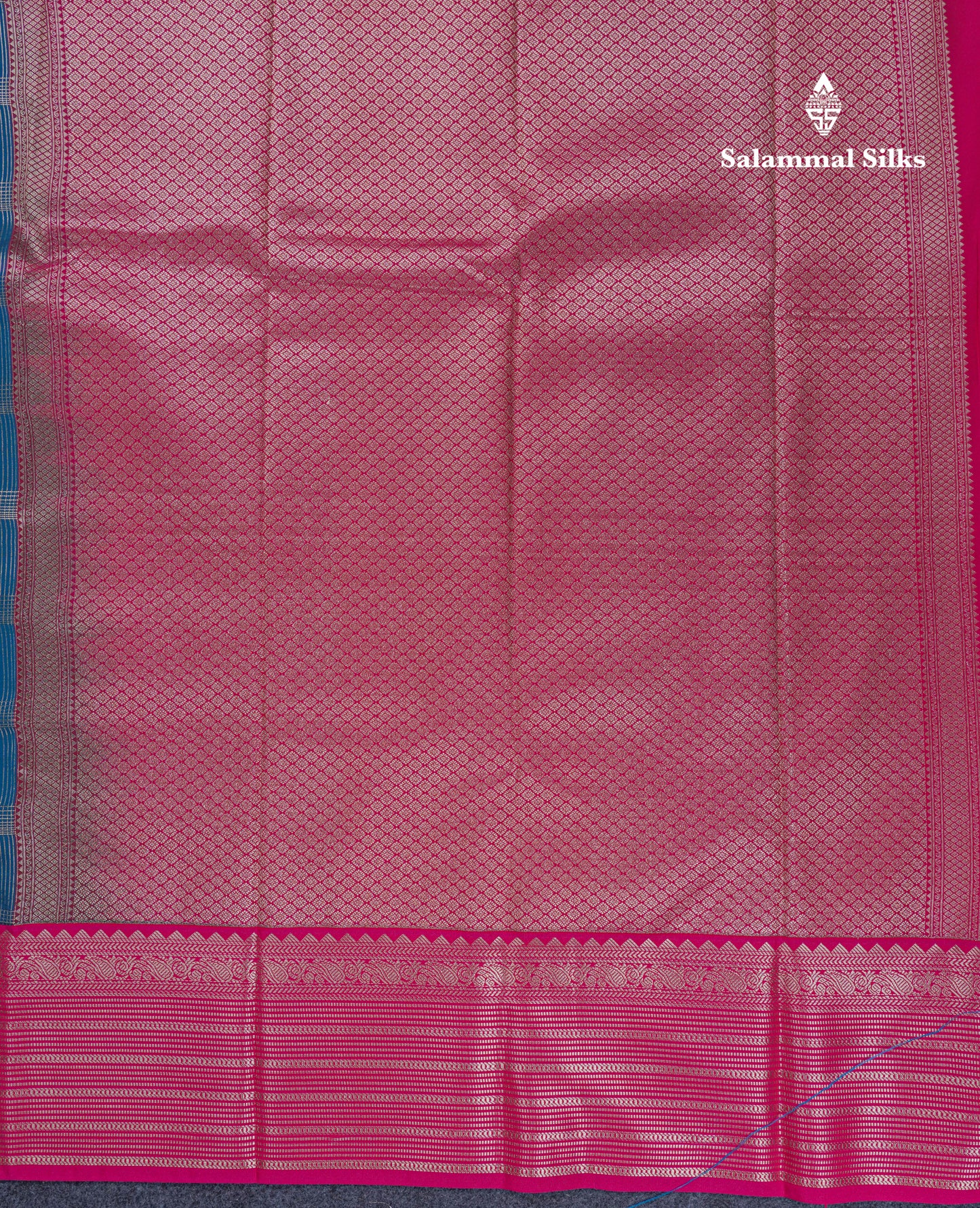 Ramar Blue Semi Silk Saree With Contrast Pink Traditional Border