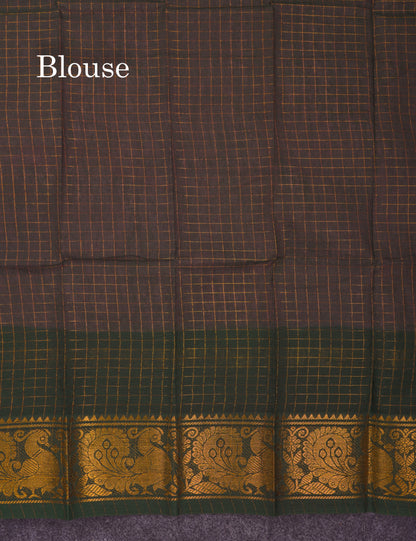 Beautiful Bottle Green Sungudi Cotton Saree With Contrast Magenta Pink Traditional Rettapet Border