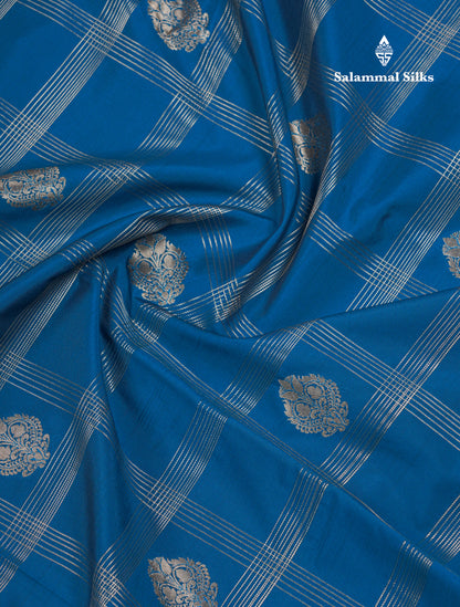 Ramar Blue Semi Silk Saree With Contrast Pink Traditional Border