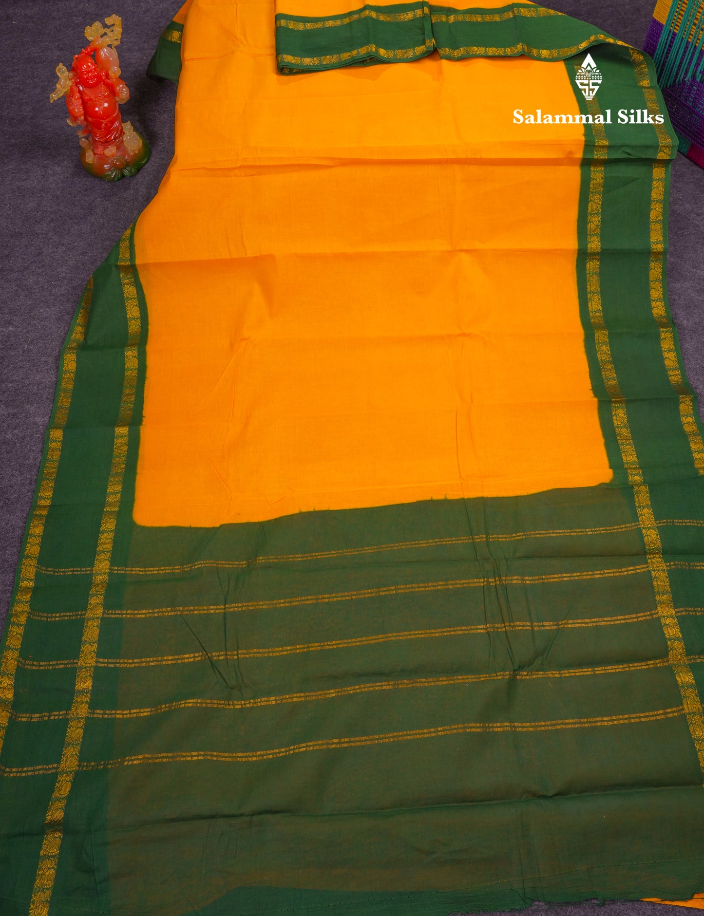Beautiful Bottle Green Sungudi Cotton Saree With Contrast Magenta Pink Traditional Rettapet Border