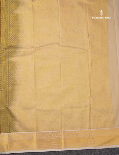Semi Silk Saree - Brown Mango Butta With Tiny Vaira Oosi Checks Along With Contrast Cream Sandal Border