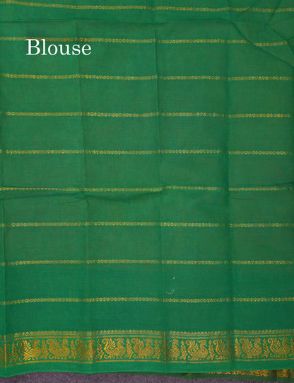 Beautiful Bottle Green Sungudi Cotton Saree With Contrast Magenta Pink Traditional Rettapet Border