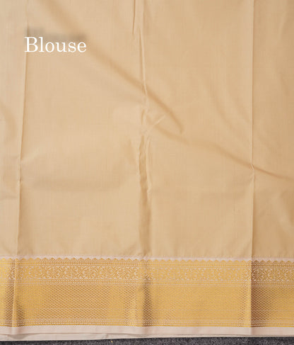 Semi Silk Saree - Brown Mango Butta With Tiny Vaira Oosi Checks Along With Contrast Cream Sandal Border
