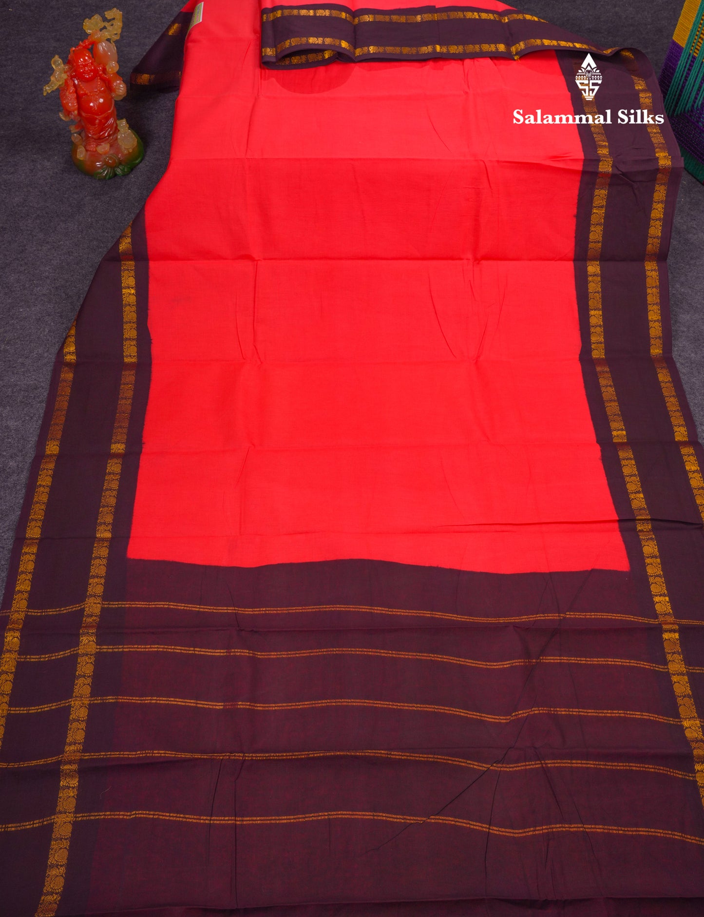 Beautiful Bottle Green Sungudi Cotton Saree With Contrast Magenta Pink Traditional Rettapet Border