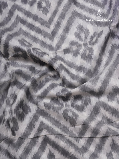 Premium White Pochampalli SICO Cotton Saree With Contrast Violet Border