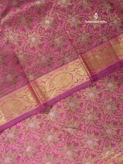 Beautiful Magenta Pure Kanjivaram Silk Saree 3G Zari with Gold Zari Border