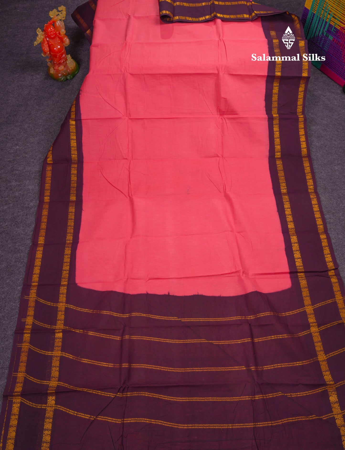 Beautiful Bottle Green Sungudi Cotton Saree With Contrast Magenta Pink Traditional Rettapet Border