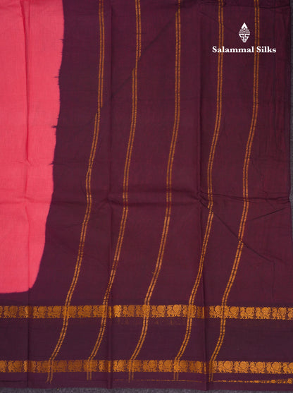 Beautiful Bottle Green Sungudi Cotton Saree With Contrast Magenta Pink Traditional Rettapet Border