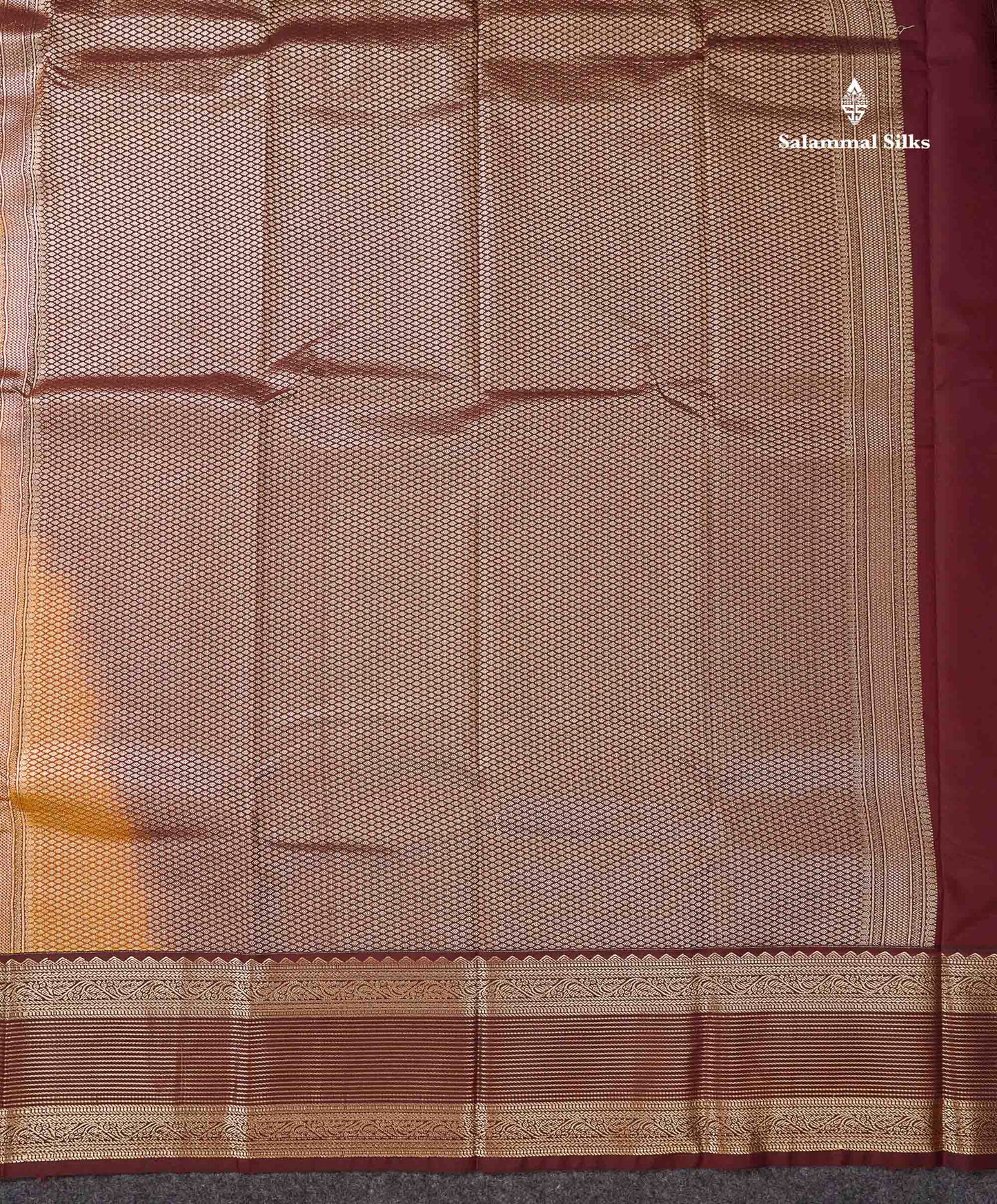 Semi Silk Saree - Mustard Yellow Mango Butta With Checks Along With Contrast Dark Brown Traditional Border