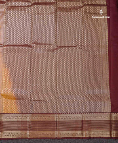 Semi Silk Saree - Mustard Yellow Mango Butta With Checks Along With Contrast Dark Brown Traditional Border
