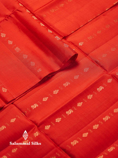 Beautiful Chilly Red Pure Kanjivaram Soft Silk Saree With Blouse