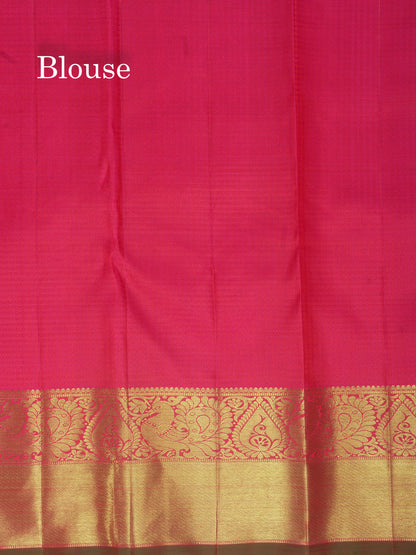 Pink Shade Pure Kanjivaram Silk Saree 3G Zari with Traditional Gold Zari Border