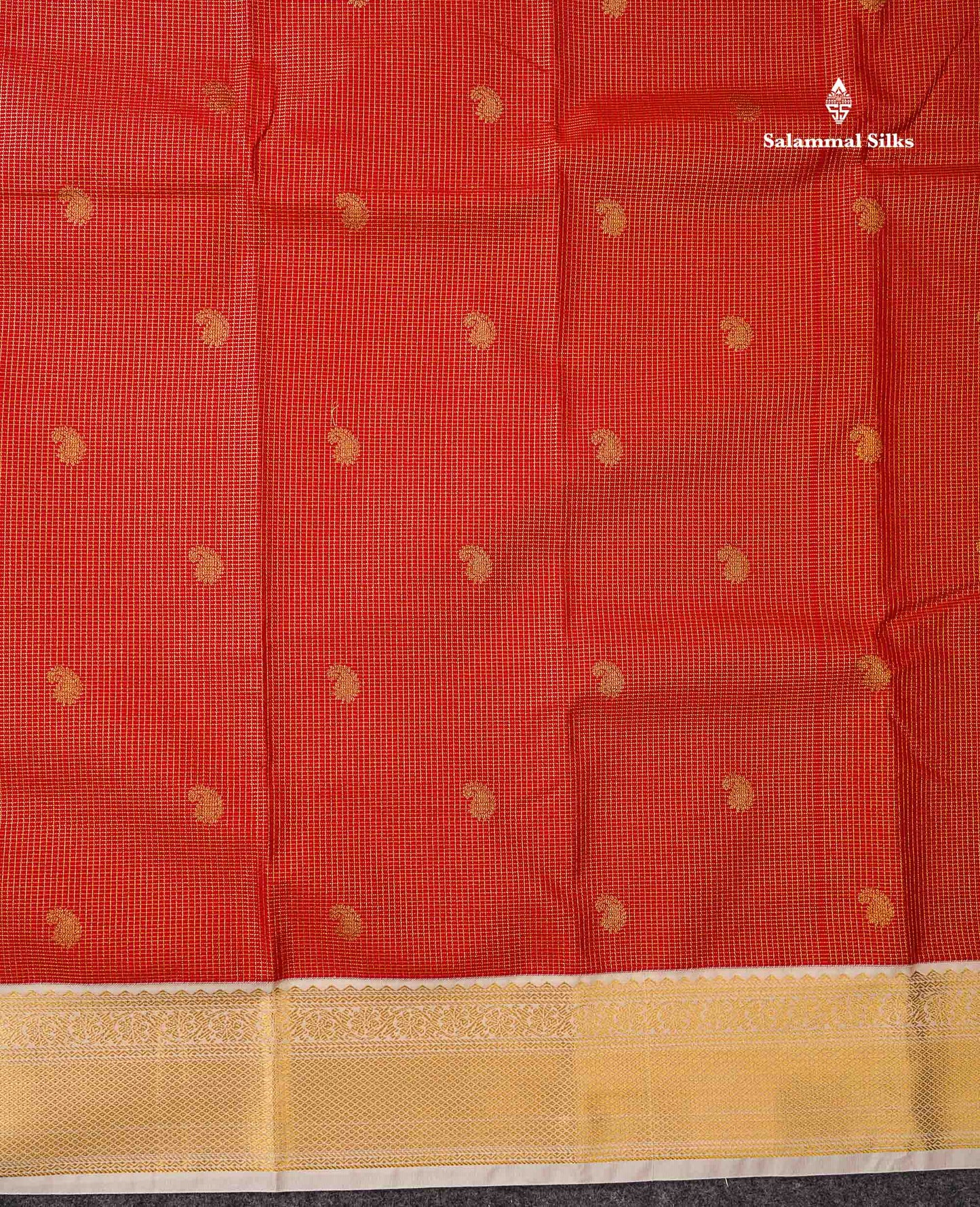 Semi Silk Saree - Brown Mango Butta With Tiny Vaira Oosi Checks Along With Contrast Cream Sandal Border
