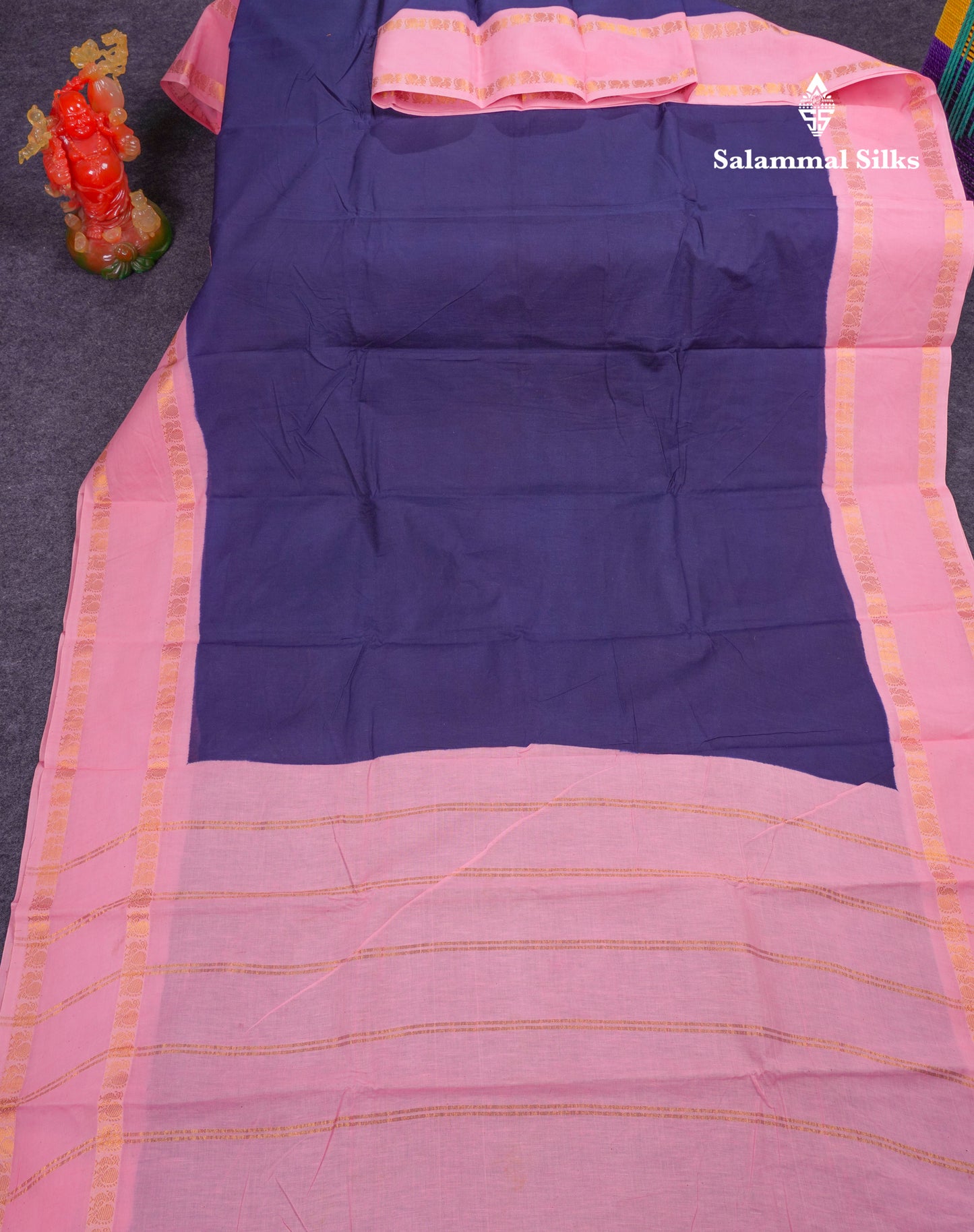 Beautiful Bottle Green Sungudi Cotton Saree With Contrast Magenta Pink Traditional Rettapet Border