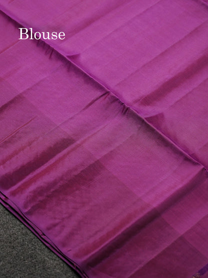 Beautiful Mustard Yellow PureMix Kanjivaram Soft Silk Saree With Contrast Violet Vanasingaram Fancy Border