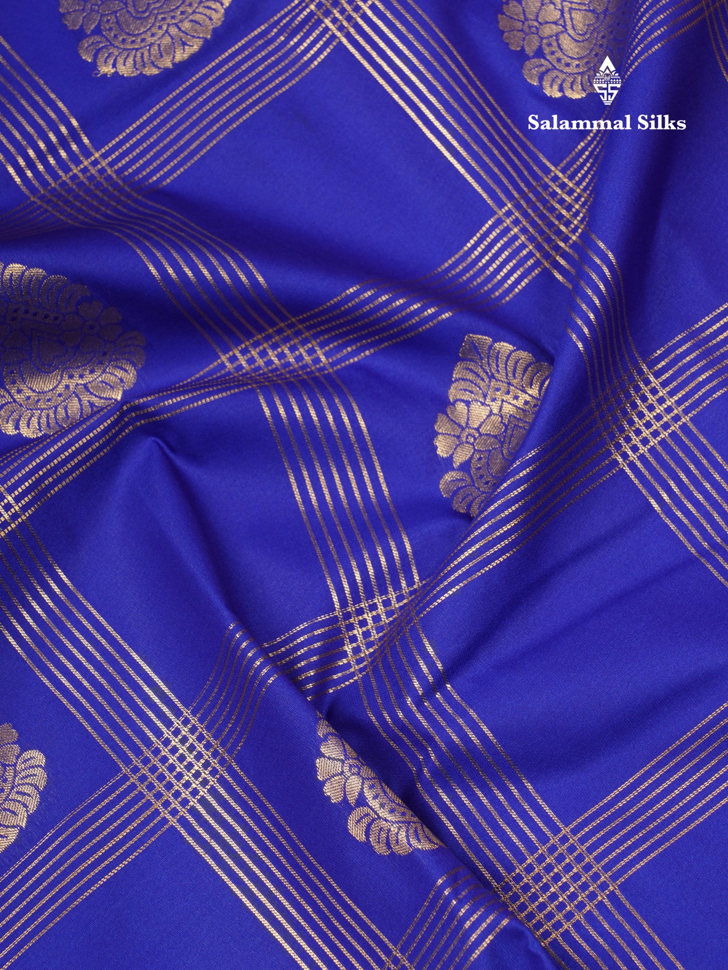 Royal Blue Semi Silk Saree With Contrast Half White Border