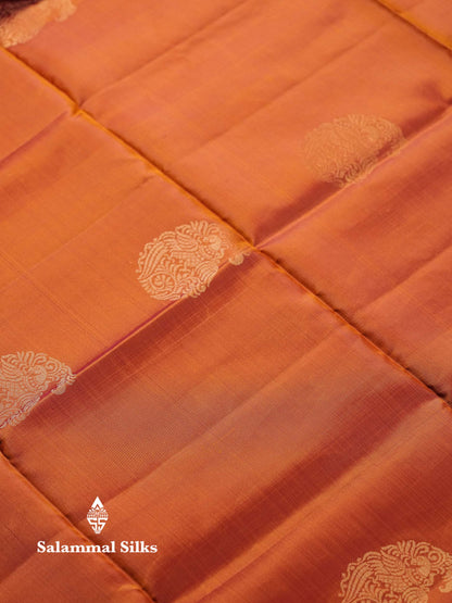 Beautiful Rust Orange Pure Mix Kanjivaram Soft Silk Saree With Contrast Pink Fancy Border