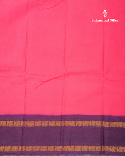 Beautiful Bottle Green Sungudi Cotton Saree With Contrast Magenta Pink Traditional Rettapet Border