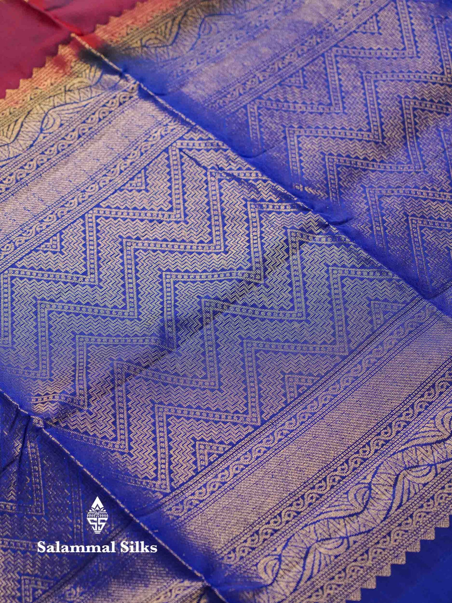 Beautiful Peacock Blue PureMix Kanjivaram Soft Silk Saree With Contrast Violet Blue Fancy Border