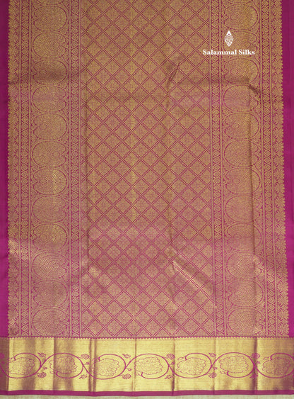 Pure Zari Bridal Purple Pure Kanjivaram Silk Saree With Medium Gold Zari Border