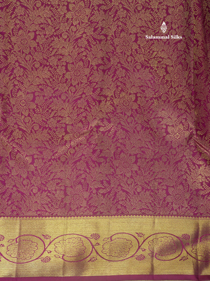 Pure Zari Bridal Purple Pure Kanjivaram Silk Saree With Medium Gold Zari Border
