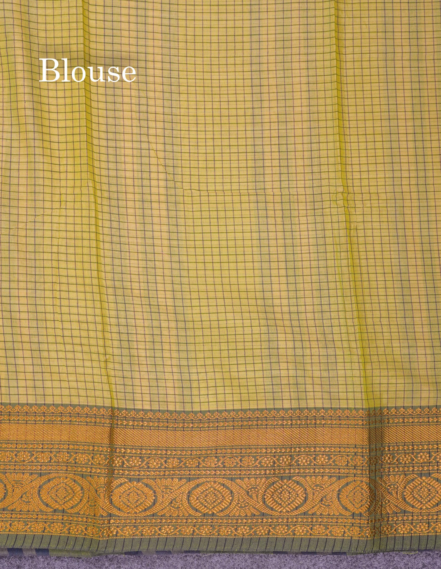 Beautiful Pista Green Small Checks Pure Cotton Saree With Traditional Evening Morning Border