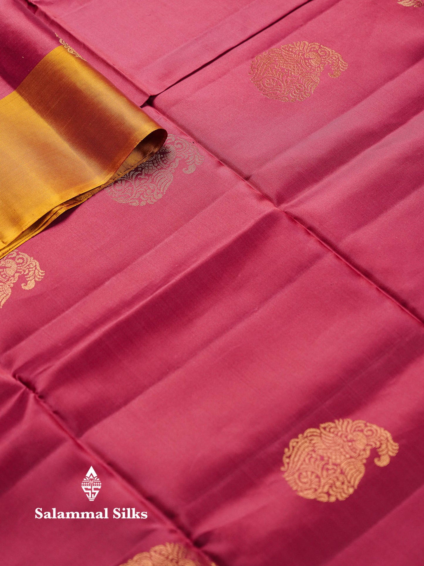Beautiful Rust Orange Pure Mix Kanjivaram Soft Silk Saree With Contrast Pink Fancy Border