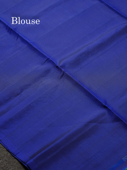 Beautiful Mehandi Green PureMix Kanjivaram Soft Silk Saree With Contrast Ink Blue Fancy Border