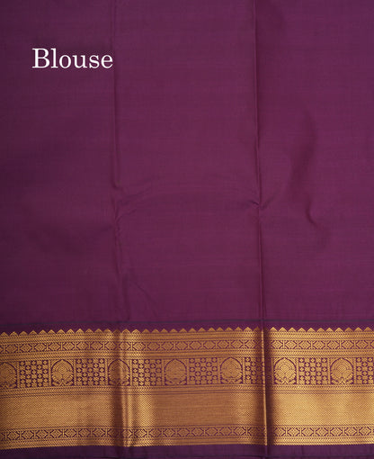 Sea Green Semi Silk Saree With Contrast Purple Traditional Border