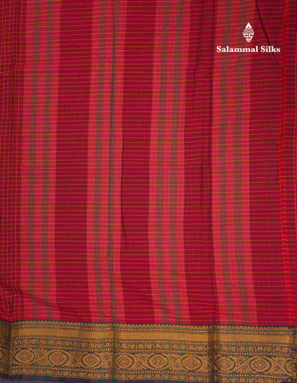 Beautiful Pista Green Small Checks Pure Cotton Saree With Traditional Evening Morning Border