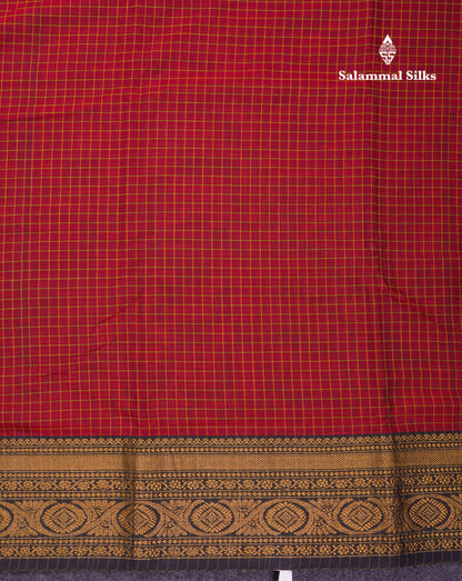 Beautiful Pista Green Small Checks Pure Cotton Saree With Traditional Evening Morning Border