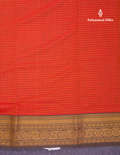 Beautiful Pista Green Small Checks Pure Cotton Saree With Traditional Evening Morning Border