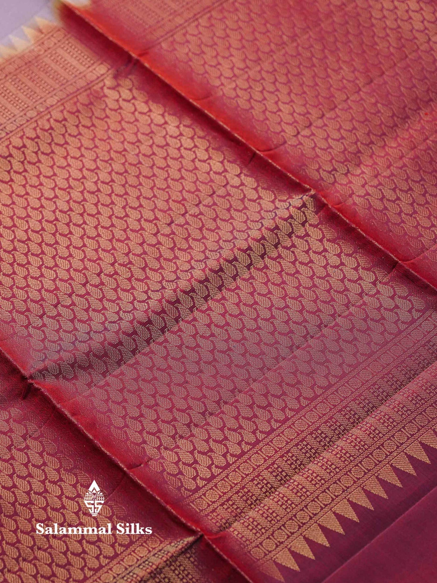 Beautiful Light Lavender PureMix Kanjivaram Soft Silk Saree With Contrast Pinkish Red Fancy Border